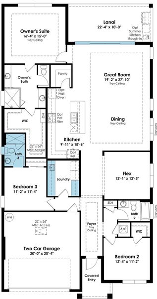 2D floor plan layout of this home in Cresswind at Hammock Oaks, Lady Lake, FL (Image 5).
