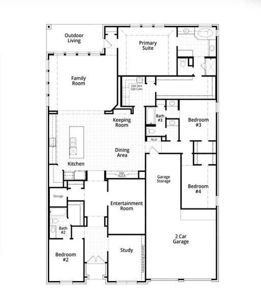 2D floor plan layout for the 217 by Highland Homes in Grange, Katy, TX (Image 3).