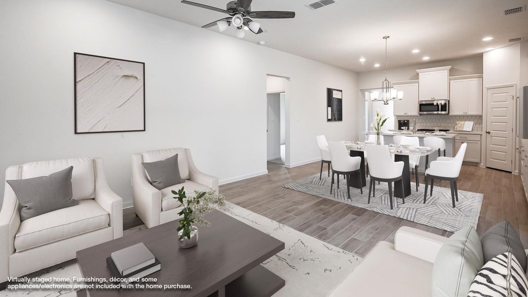 Furnished interior view inside a new home in Crosswinds 40', Kyle (Image 5).