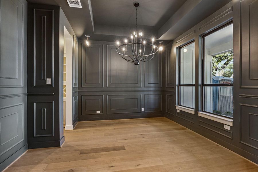 Formal dining room with accent walls   *photos are of a previously constructed home by the builder. 1248 Chamboard may have different selections at builders sole discretion. These photos are not meant to be an exact representation of 1248 Chamboard.