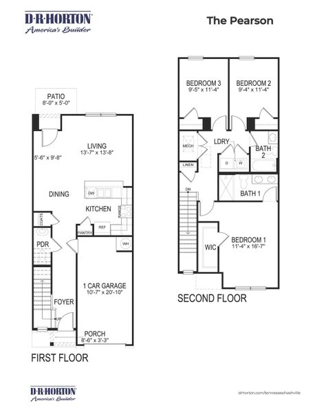 2D floor plan layout of this home in Addison Park, Lebanon, TN (Image 2).