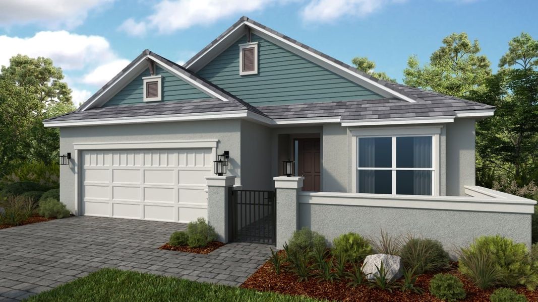 Representative exterior photo of a completed home built from the Lazio II by Taylor Morrison in Esplanade at McKinnon Groves, Winter Garden, FL (Image 19).