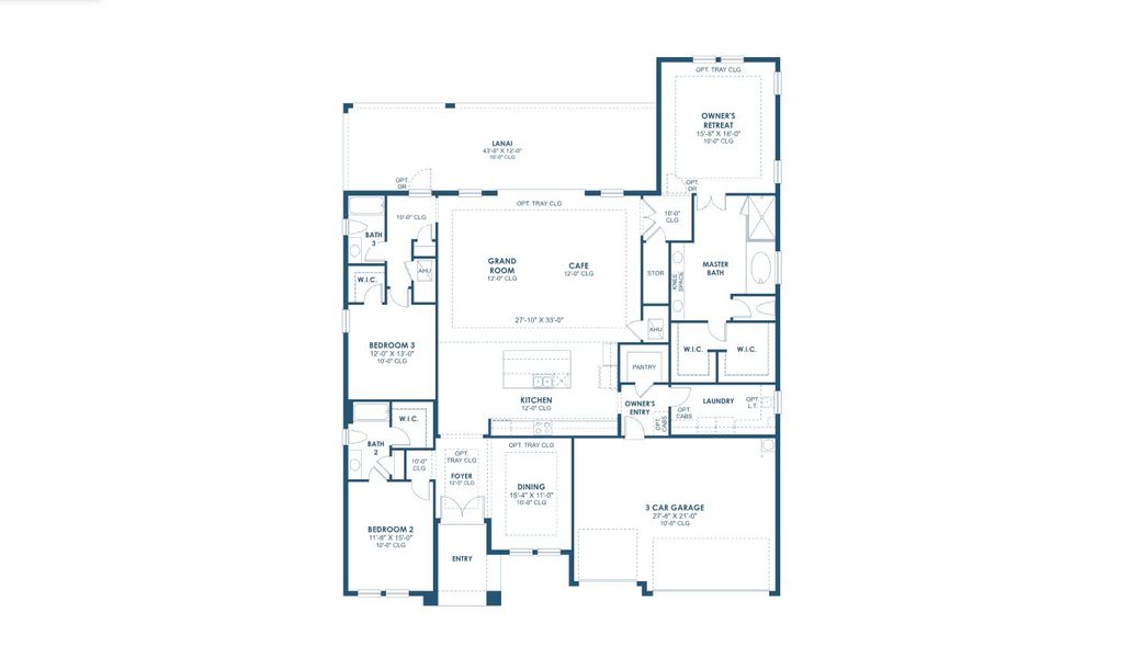 2D floor plan layout for the Cedar Key I by Homes by WestBay in Pasadena Ridge, Zephyrhills, FL (Image 3).