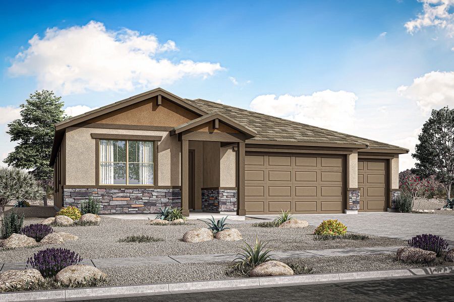 Representative exterior photo of a completed home built from the Blush by Mattamy Homes in Miravida, Surprise, AZ (Image 22).