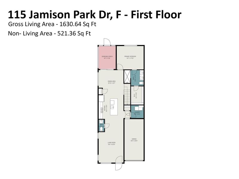 2D floor plan layout of this home in Smith Village Townhomes, Troutman, NC (Image 6).