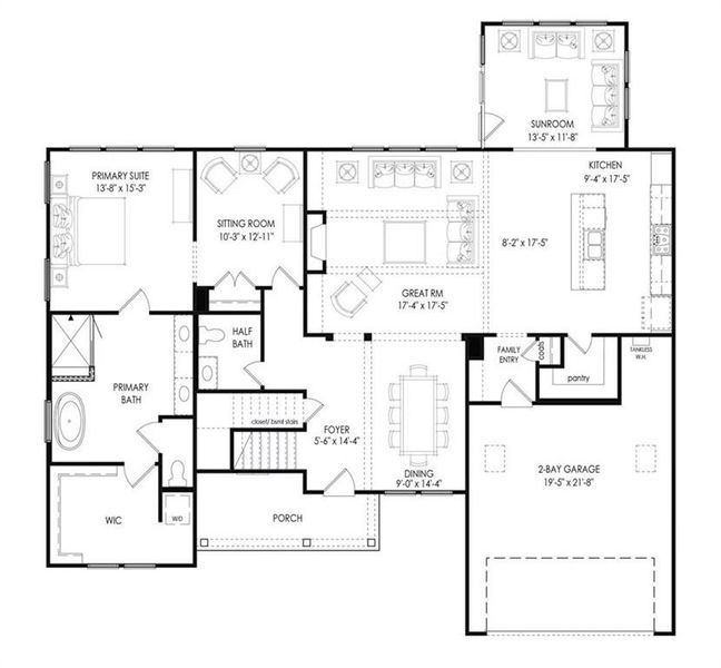 2D floor plan layout of this home in Ashbury Commons, Powder Springs, GA (Image 3).