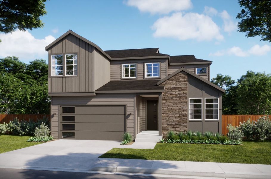 Representative exterior photo of a completed home built from the Hollow by Trumark Homes in Trumark Homes at Tanterra, Parker, CO (Image 3).