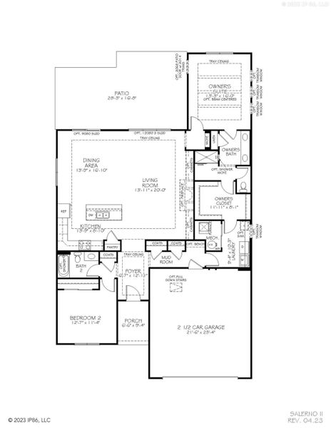 2D floor plan layout for the Salerno by Epcon Communities in The Grove at Haven Hill, Lenoir City, TN (Image 4). 2D floor plan layout for the Salerno by Epcon Communities in The Grove at Haven Hill, Lenoir City, TN (Image 4).