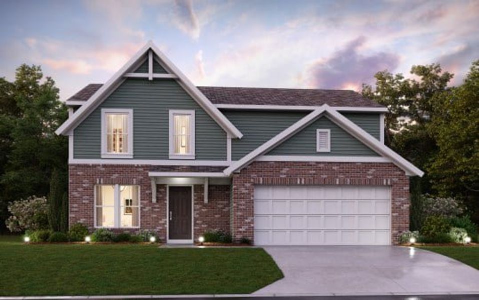 Representative exterior photo of a completed home built from the Greenbriar by Fischer Homes in Crossvine Estates, Hoschton, GA (Image 11).