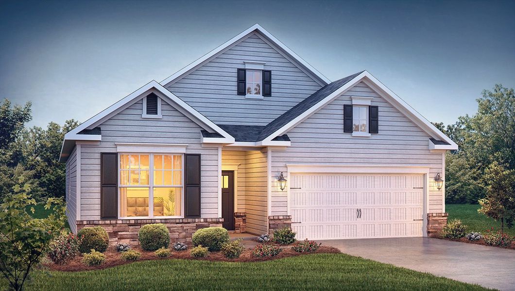 Representative exterior photo of a completed home built from the BRISTOL by D.R. Horton in Whitehawk Meadows, Travelers Rest, SC (Image 1).