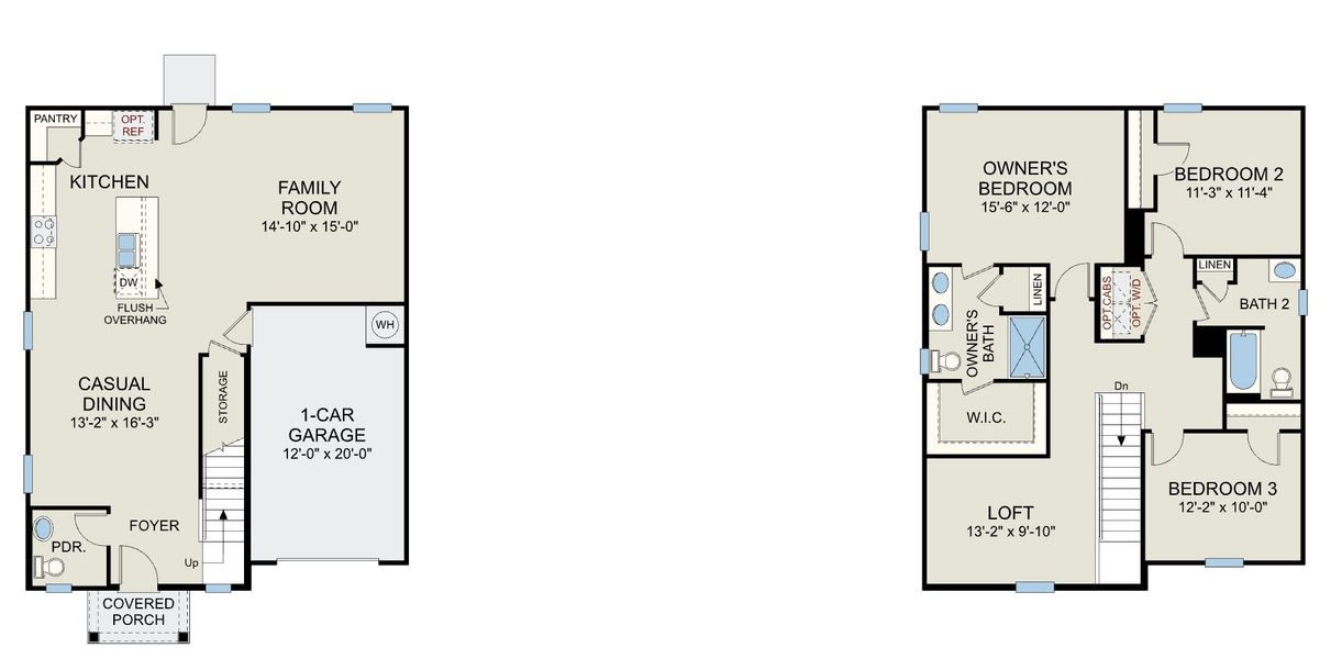 2D floor plan layout for the Freelance - Single Family Homes by Dream Finders Homes in McLean Landing, Cameron, NC (Image 3).