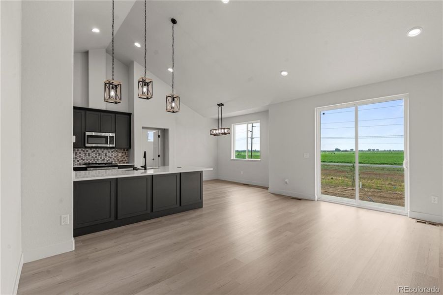 open living and kitchen