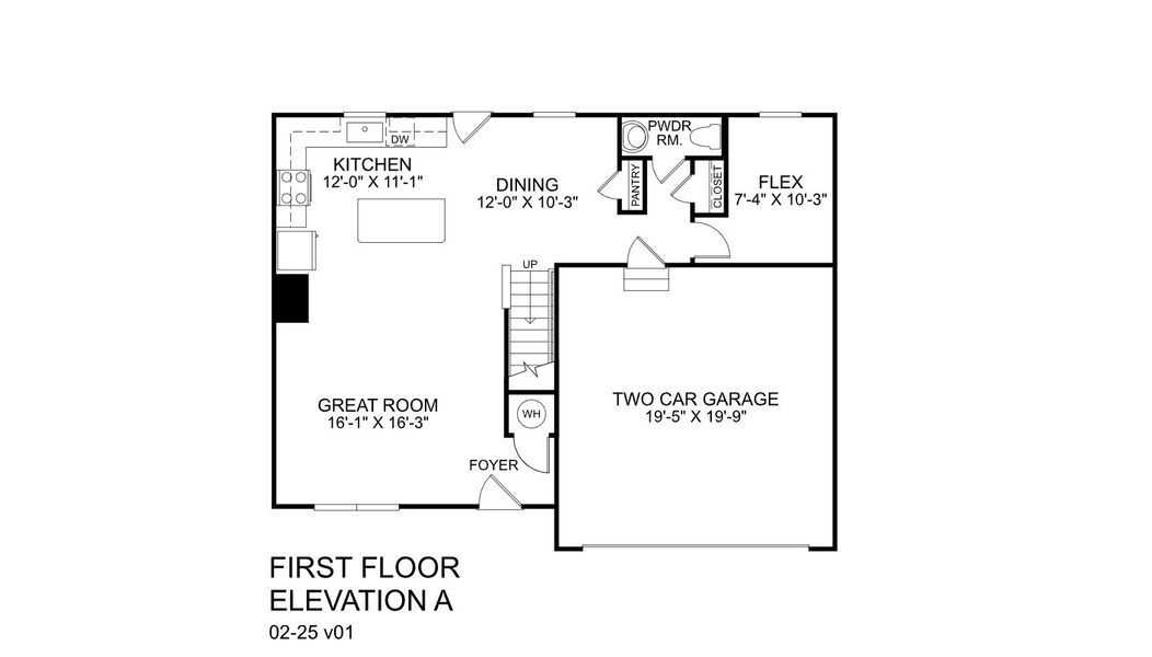 2D floor plan layout for the Cedar by Ryan Homes in Cameron Ridge 2-Story, Columbia, SC (Image 2).
