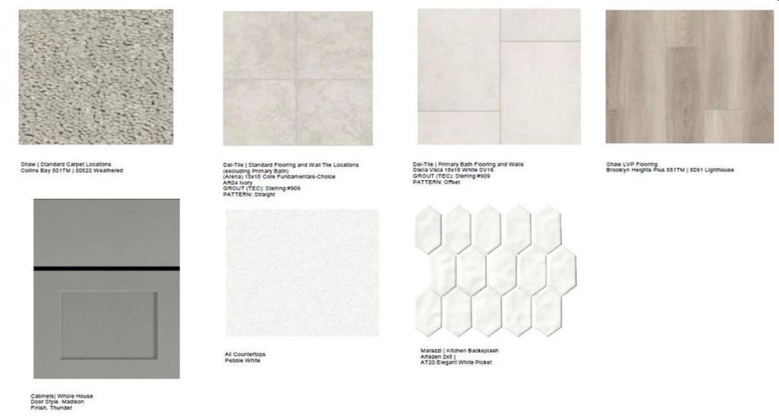 Design Selections.  Home is under construction and selections are subject to change.