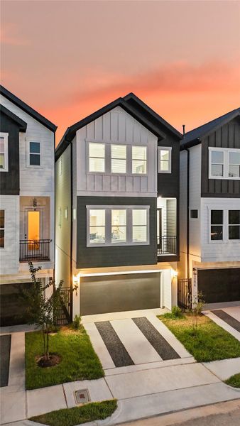 Front exterior of a new home in Skyline Homes at Cavalcade, Houston, TX, highlighting curb appeal (Image 26). Front exterior of a new home in Skyline Homes at Cavalcade, Houston, TX, highlighting curb appeal (Image 26).