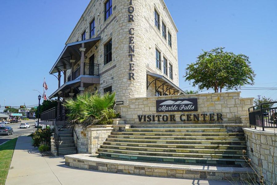 Community sign with a balcony