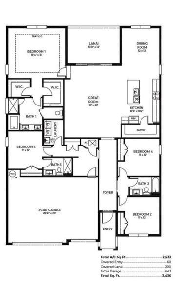 2D floor plan layout of this home in , Homestead, FL (Image 5). 2D floor plan layout of this home in , Homestead, FL (Image 5).
