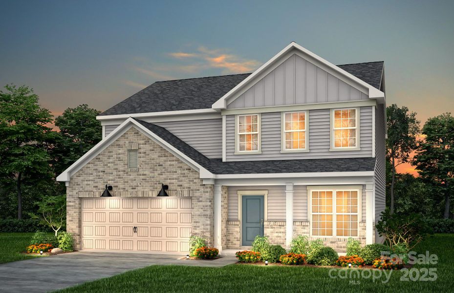 Front exterior of a new home in Cannon Run, Concord, NC, highlighting curb appeal (Image 1).