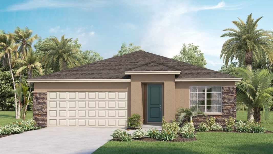 Representative exterior photo of a completed home built from the Aria by D.R. Horton in Palmetto Landing at Babcock Ranch Express, Punta Gorda, FL (Image 2).