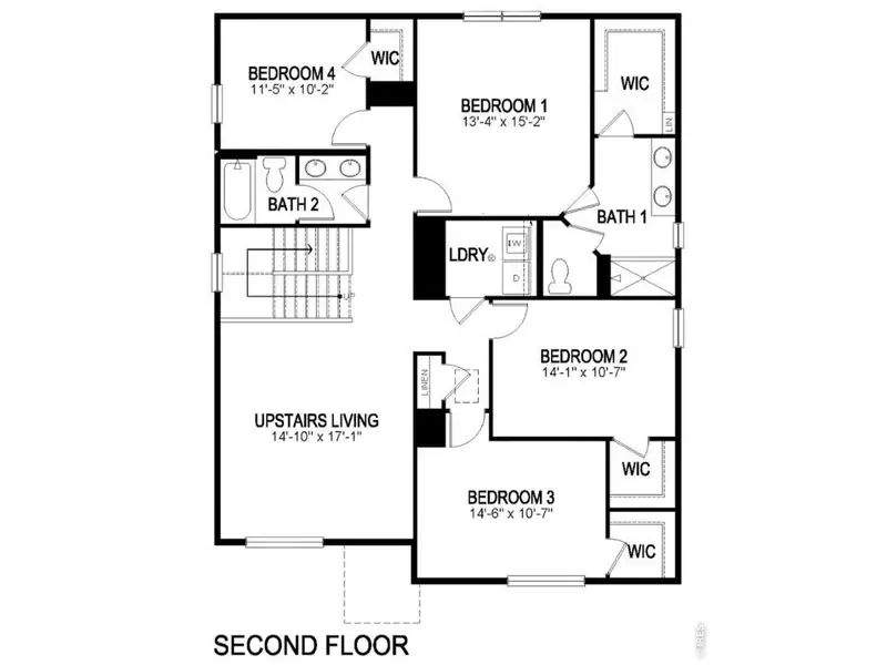 2D floor plan layout of this home in Hansen Farm, Fort Collins, CO (Image 2).