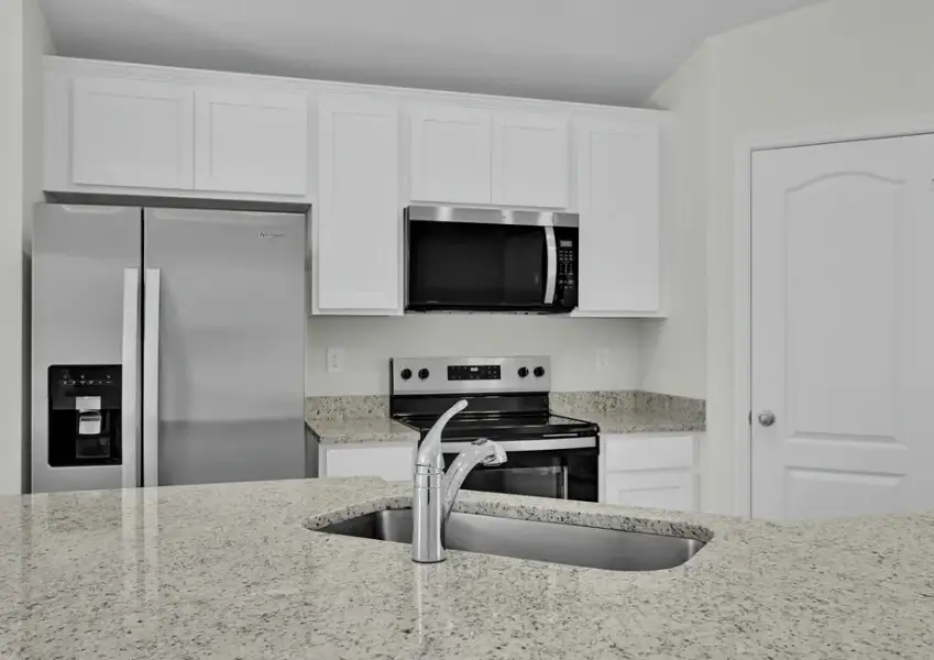 Stainless-steel appliances in the kitchen