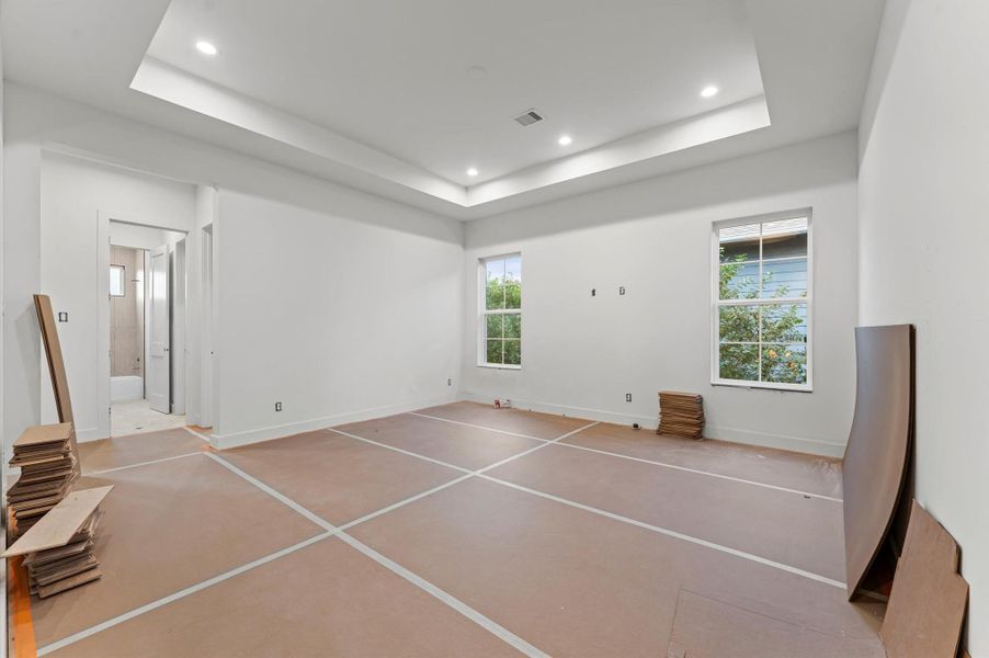 Game room has access to a full bathroom.