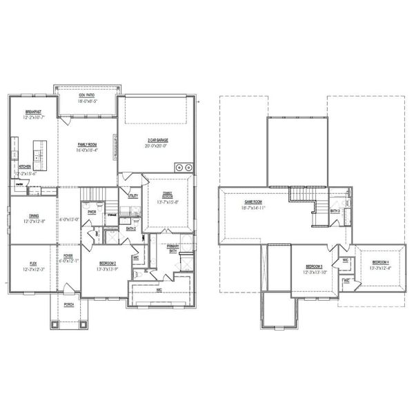 2D floor plan layout for the The Carlyle II - Rear Entry by Lillian Custom Homes in Dominion Park, Waxahachie, TX (Image 3).