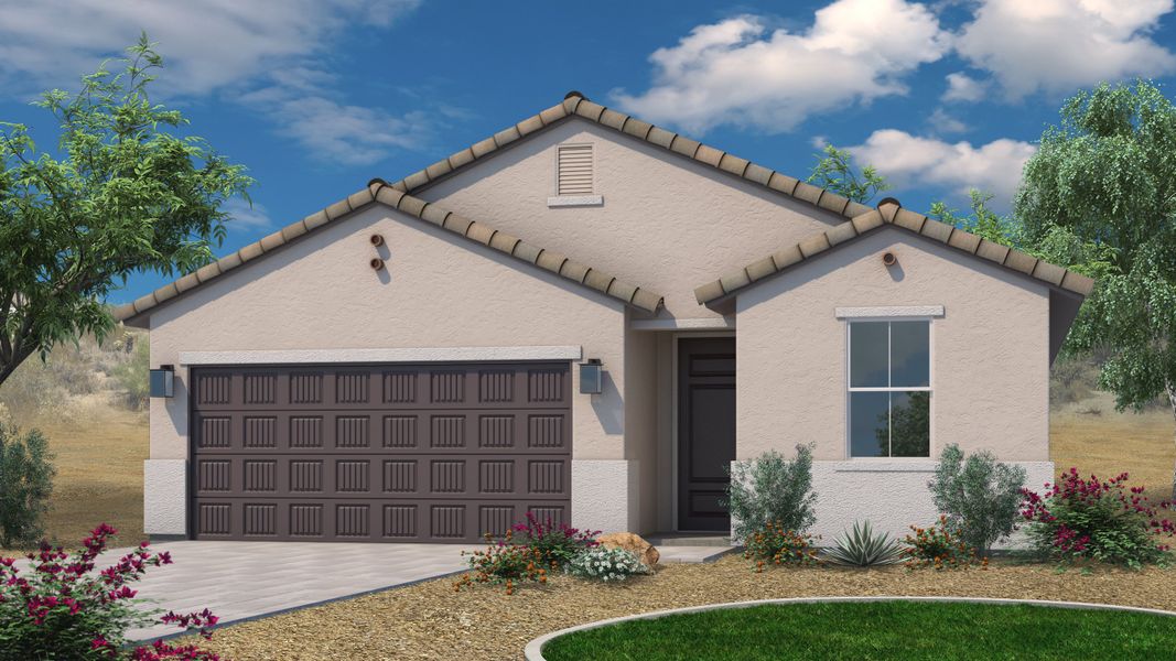 Representative exterior photo of a completed home built from the Plan 3513 by Scott Communities in The Views at Rancho Cabrillo, Peoria, AZ (Image 9). Representative exterior photo of a completed home built from the Plan 3513 by Scott Communities in The Views at Rancho Cabrillo, Peoria, AZ (Image 9).