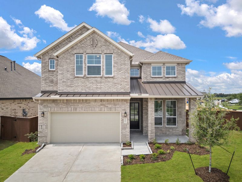 Front exterior of a new home in Brookewater, Rosenberg, TX, highlighting curb appeal (Image 17).