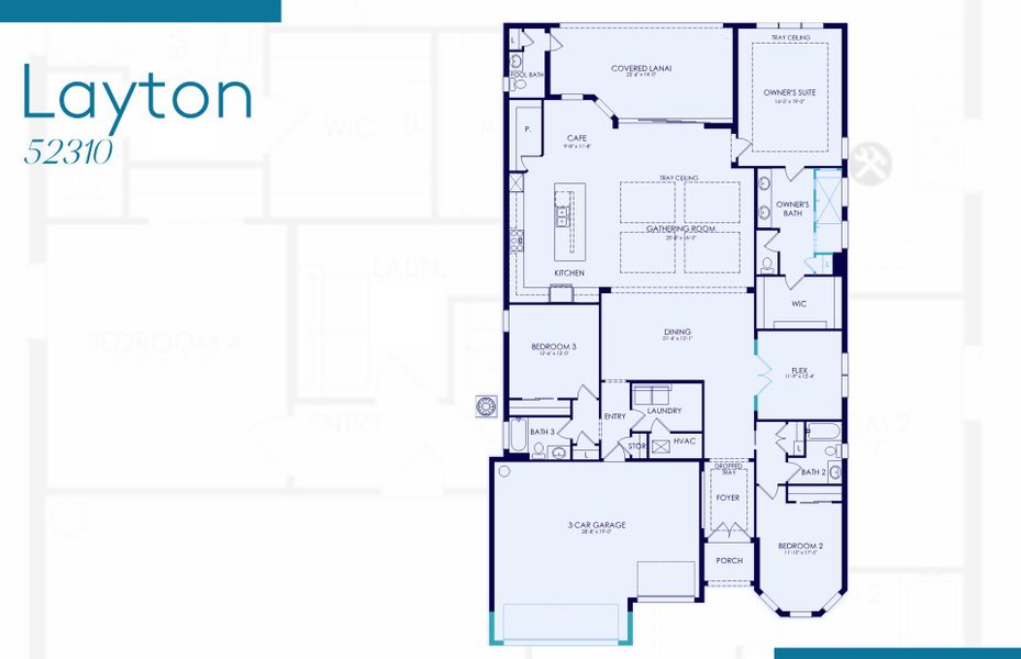 2D floor plan layout of this home in TerraWalk at Babcock Ranch, Alva, FL (Image 3).