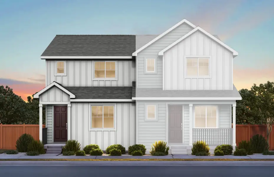 Front exterior of a new home in Sky Ranch, Watkins, CO, highlighting curb appeal (Image 3).