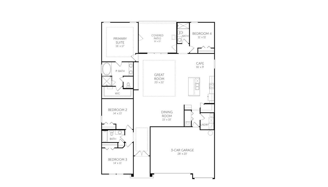 2D floor plan layout for the Avalon - 60' Homesites by Dream Finders Homes in Seminole Trace - Single Family Homes, Palm Coast, FL (Image 3).