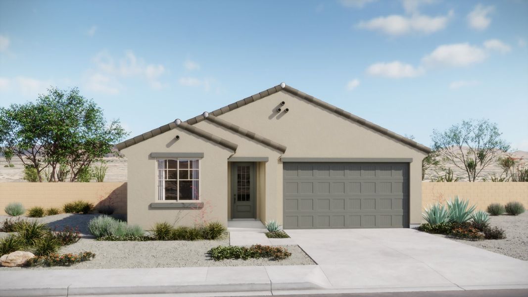 Representative exterior photo of a completed home built from the Copper by Mattamy Homes in Alamar At Rocking K, Tucson, AZ (Image 4). Representative exterior photo of a completed home built from the Copper by Mattamy Homes in Alamar At Rocking K, Tucson, AZ (Image 4).