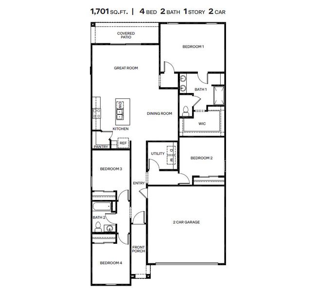 2D floor plan layout of this home in Barnett Village, Marana, AZ (Image 5).