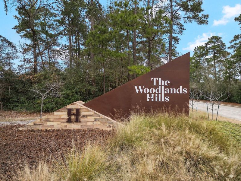 Front exterior of a new home in The Woodlands Hills, Willis, TX, highlighting curb appeal (Image 1).