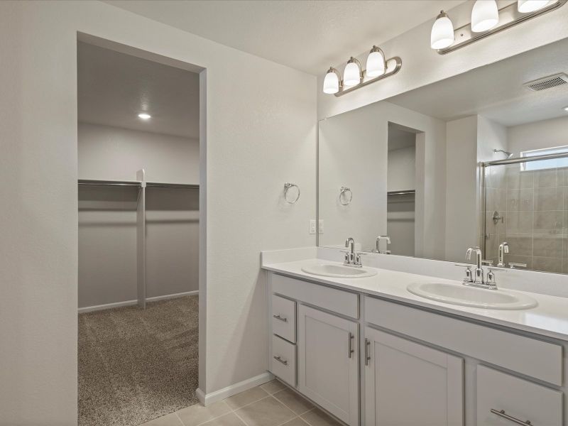 Furnished interior view inside a new home in Buffalo Highlands: The Flora Collection, Commerce City (Image 12).