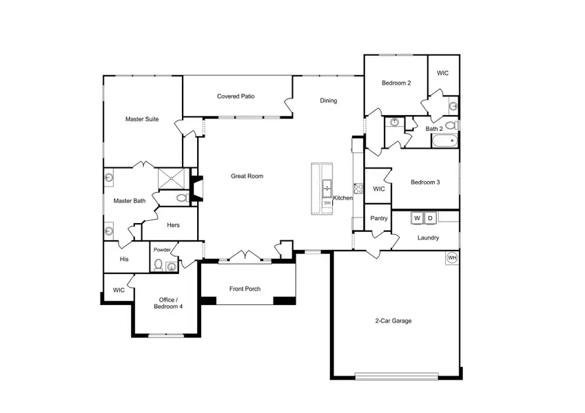 2D floor plan layout for the The Blackjack by Joseph Creek Homes in Country Village Estates, Castroville, TX (Image 3). 2D floor plan layout for the The Blackjack by Joseph Creek Homes in Country Village Estates, Castroville, TX (Image 3).