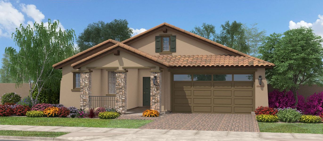 Representative exterior photo of a completed home built from the Raymond by Fulton Homes in Silverado at Escalante, Surprise, AZ (Image 5).