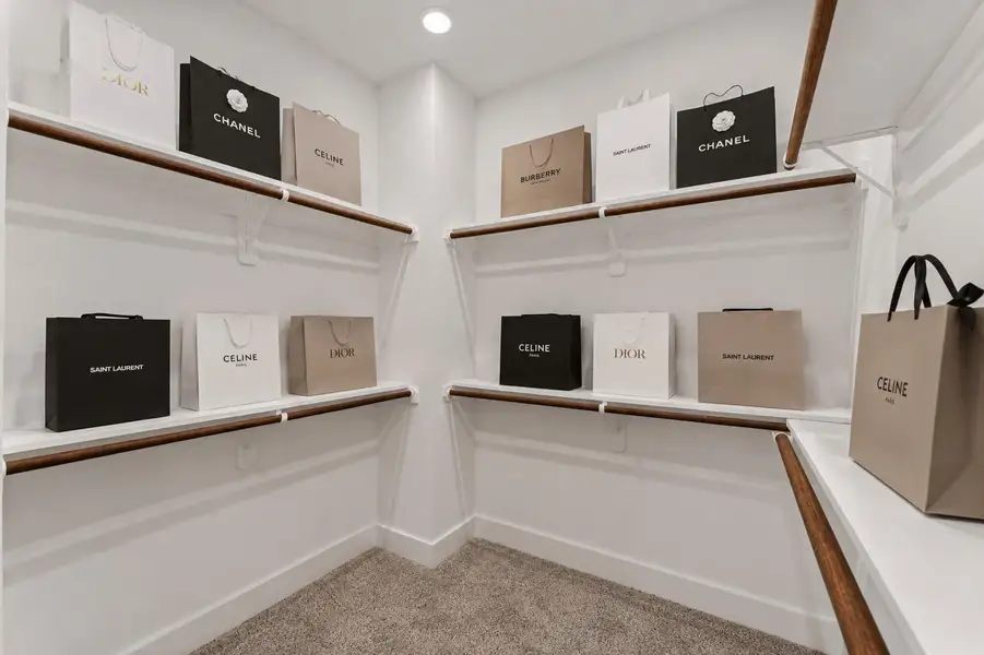 Generously sized walk-in closet offering functional storage and organization space.