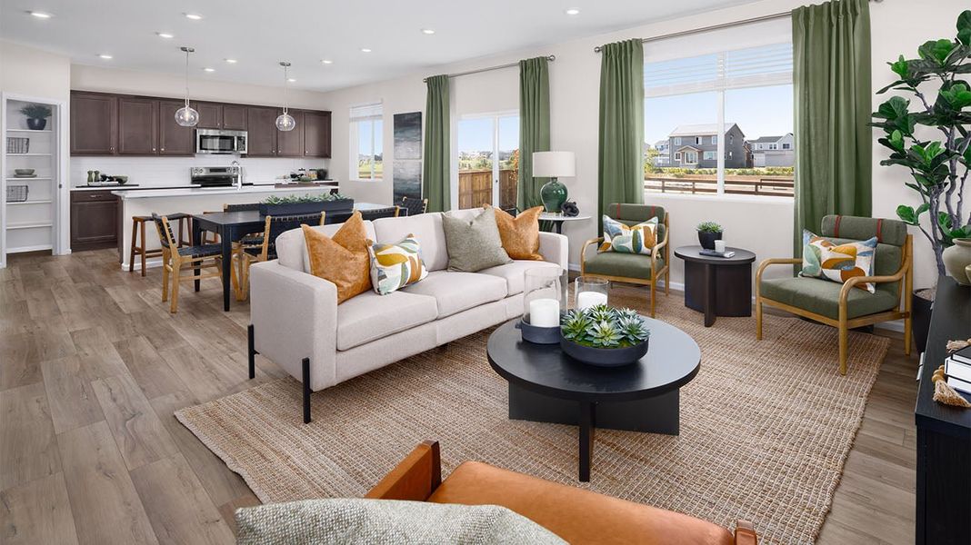 Representative furnished interior of a home built from the 3502 by Risewell Homes in The Cottages Collection at Ridgeline Vista, Brighton (Image 3). Representative furnished interior of a home built from the 3502 by Risewell Homes in The Cottages Collection at Ridgeline Vista, Brighton (Image 3).