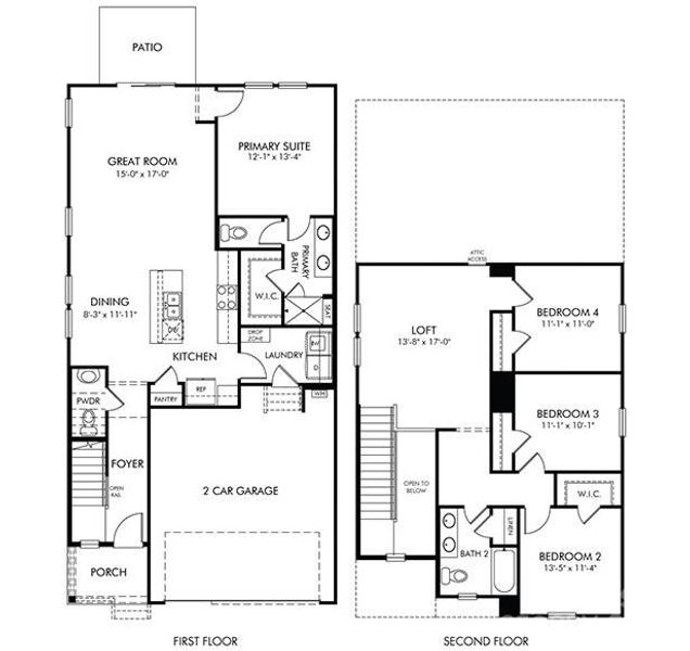 2D floor plan layout of this home in Seattle Crossing, Shelby, NC (Image 2).