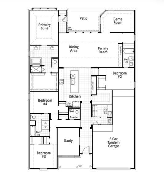 2D floor plan layout for the Ramsey by Highland Homes in COLTON, Montgomery, TX (Image 7).