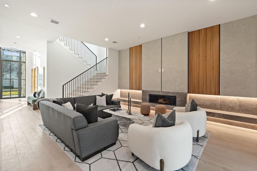 Don't miss the modern staircase with custom railing. Every detail was accounted for. Don't miss the modern staircase with custom railing. Every detail was accounted for.