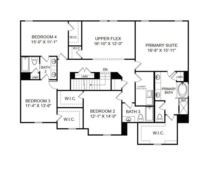 2D floor plan layout for the The Mia by Stanley Martin Homes in Parkers Summit, Greer, SC (Image 4).