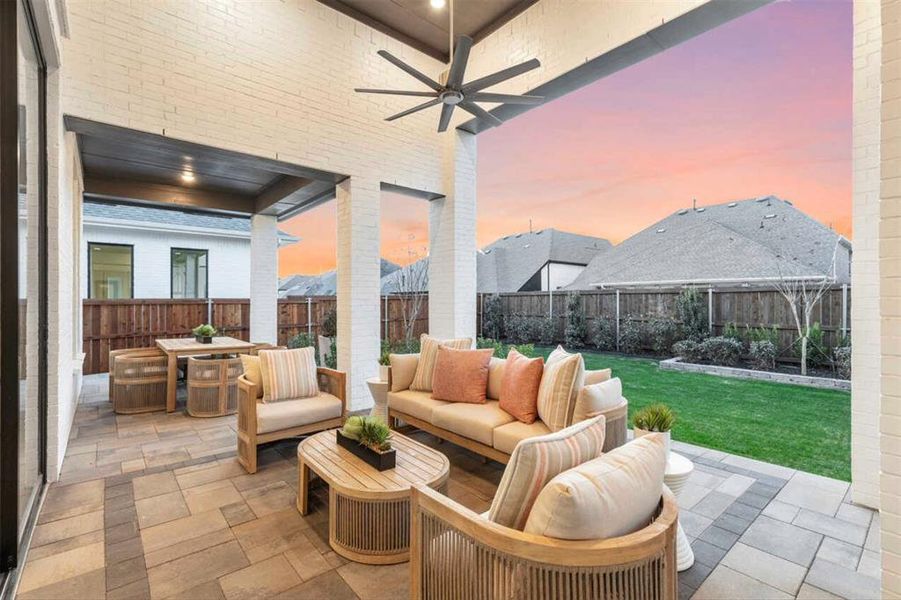 Exterior details and patio area of a home in Estates at Bristol Valley, Heath (Image 2).