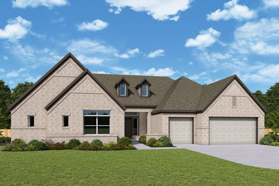 Representative exterior photo of a completed home built from the The Bordano by David Weekley Homes in Goodland – Manor Series, Venus, TX (Image 2). Representative exterior photo of a completed home built from the The Bordano by David Weekley Homes in Goodland – Manor Series, Venus, TX (Image 2).