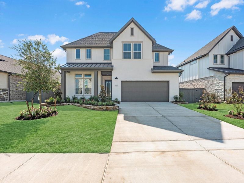 Front exterior of a new home in Jubilee 50′, Hockley, TX, highlighting curb appeal (Image 15). Front exterior of a new home in Jubilee 50′, Hockley, TX, highlighting curb appeal (Image 15).