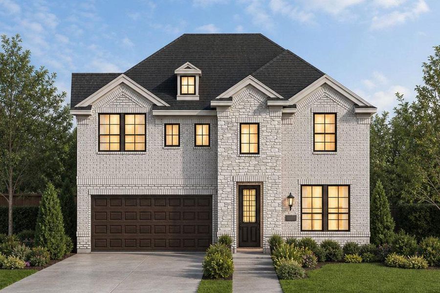 Representative exterior photo of a completed home built from the American Home - Executive Platinum by Grand Homes in Edgewater, Fate, TX (Image 9).