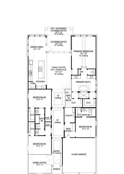 2D floor plan layout of this home in Parmer Ranch, Georgetown, TX (Image 4).