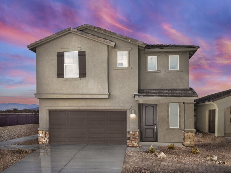 Representative exterior photo of a completed home built from the Grayson by Meritage Homes in Hanson Ridge, Vail, AZ (Image 1).